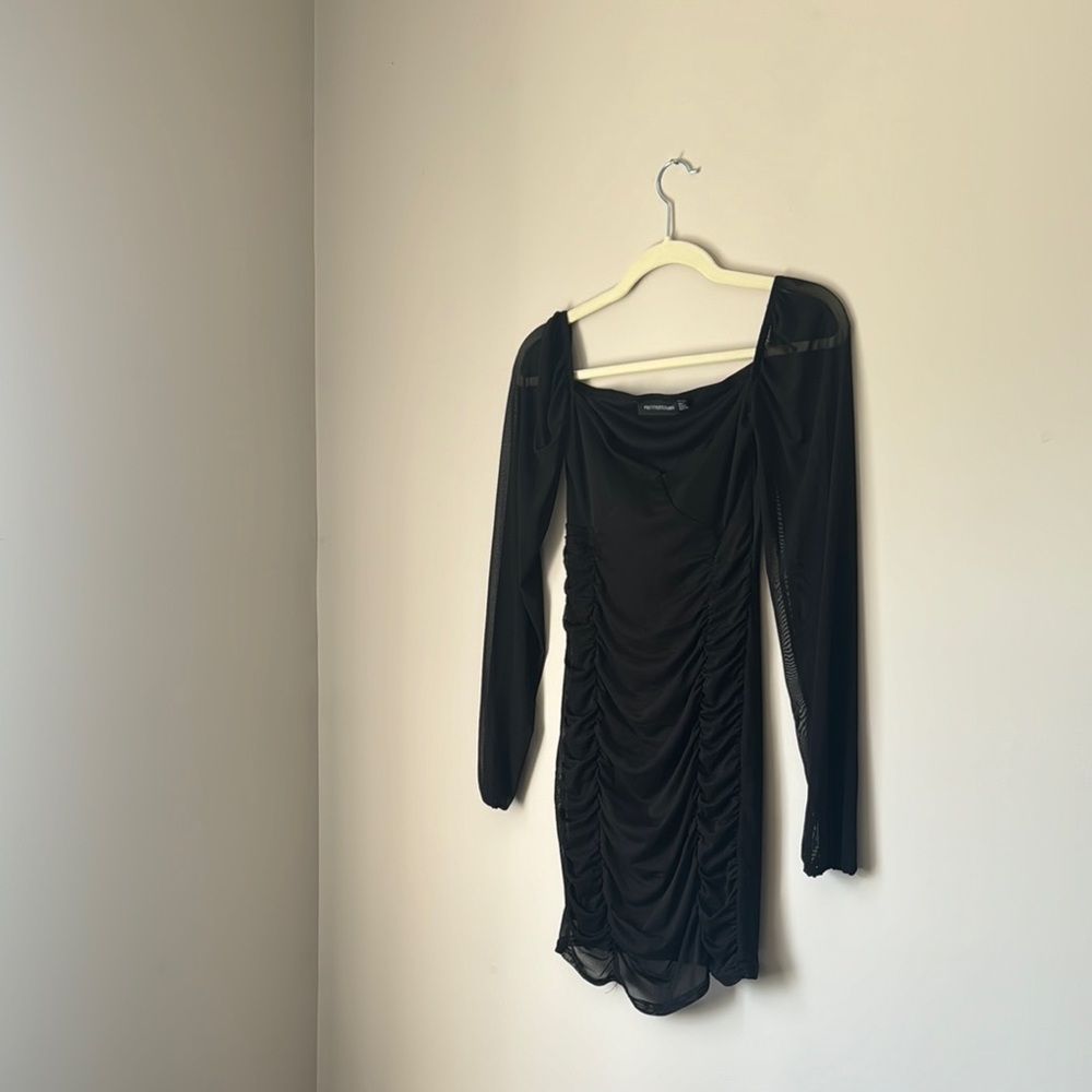 PrettyLittleThing Black Long Sleeve Bodycon Dress
